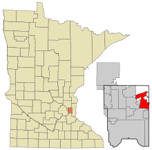 Ramsey County Minnesota Sisällytetyt ja rekisteröimättömät alueet White Bear Lake Highlighted.svg