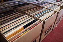 Boxes of vinyl records in a second-hand shop Record Rooter (4296205508).jpg