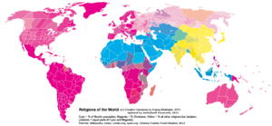 Страни и територии с основни религии.