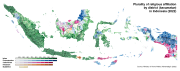 Religious affiliation of Indonesia by district (kecamatan, one level below the municipality) (2022)