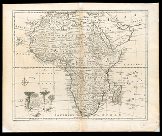 1747 map with all the oceans surrounding the African continent