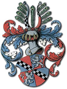 Coat of arms of the Danish noble family Rosenkrantz (Danmarks Adels Aarbog, 1906) Rosenkrantz.jpg