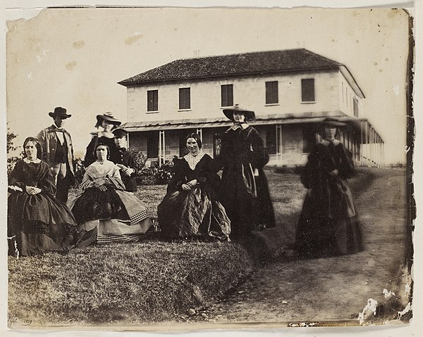 Rouse family in front of Rouse Hill House, in 1859.