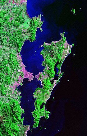 Vue satellite de l'île de Santa Catarina.