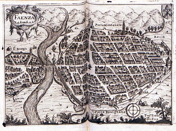 Itinerario overo nova descrittione de' viaggi principali d'Italia, nella quale si ha piena notitia di tutte le cose piu notabili, & degne d'esser vedute, 1649 – Faenza