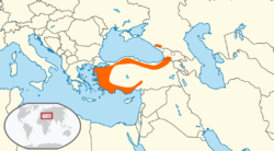 Área de distribución de Sitta krueperi en Oriente Próximo.