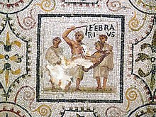 Februarius panel from the 3rd-century mosaic of the months at El Djem, Tunisia (Roman Africa) Sousse mosaic calendar February.JPG