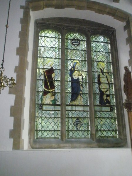 File:Stained glass window in the chancel at All Saints, East Meon - geograph.org.uk - 1500107.jpg
