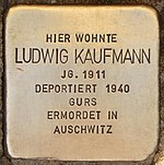 Stumbling stone for Ludwig Kaufmann (Heidelberg) .jpg