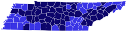 Results by county:
Bredesen
Bredesen--80-90%
Bredesen-->90% Tennessee Senate Democratic primary, 2018.svg