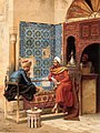 Image 12Chess game between Tha'ālibī and Bakhazari, 1896 painting by Ludwig Deutsch (from History of chess)