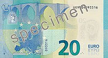 Dwadzieścia euro, Face verso