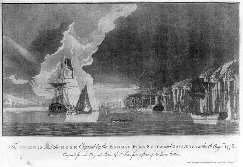 File:The Phoenix and the Rose engaged by the enemy's fire ships and galleys on the 16 Augst. 1776 - engrav'd from the original picture by S. Serres from a sketch of Sir James Wallace's. LCCN2004670008.jpg