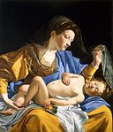 Uxlayotgan Masih bolasi bilan bokira qiz - Orazio Gentileschi - Google Culture Institute.jpg