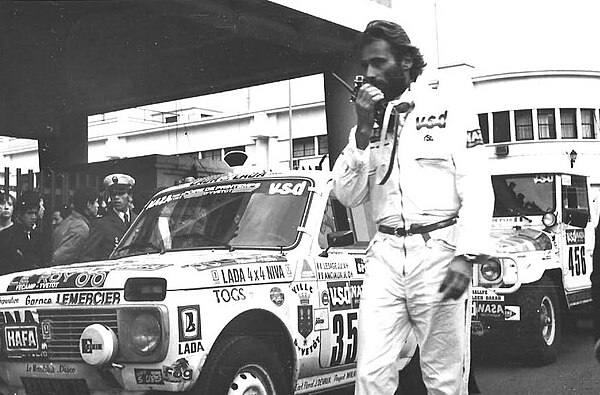 Thierry Sabine, founder of the Dakar Rally, pictured in 1986.