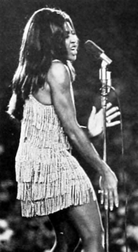 Turner performing on stage at Tulane Stadium during Soul Bowl '70 in October 1970