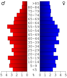 2000 census age pyramid for Gallatin County USA Gallatin County, Illinois age pyramid.svg