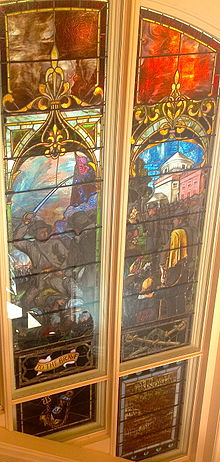 The stained glass window in Ventress Hall dedicated to the University Grays. Oxford, Mississippi University Grays.jpg