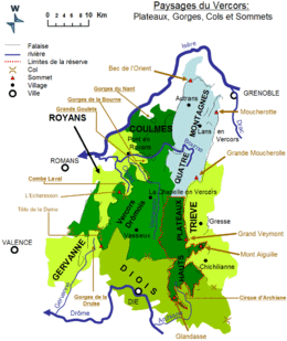 Situation du territoire du Royans dans le parc naturel régional du Vercors