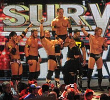 Barrett (raised) leading The Nexus in November 2010 Wade Barrett Leads Nexus.jpg