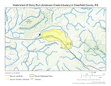 Watershed of Stony Run (Anderson Creek tributary) in Clearfield County, Pennsylvania, USA