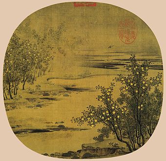 Yellow Oranges and Green Tangerines by Zhao Lingrang, Chinese fan painting from the Song dynasty (NPM)