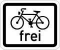 Zusatzschild 723 Radfahrer (Symbol) frei (300 × 250 mm)