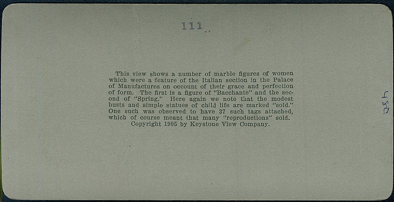 File:"'Spring' and 'Bacchante,' Italian statuary. Manufactures Building. Louisiana Purchase Exposition, St. Louis, Mo., U.S.A." K15152. (back).jpg