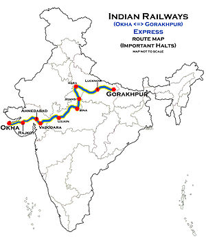 (Okha - Gorakhpur) Rute Ekspres map.jpg