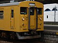 JR-West KuMoHa 123-4 in "Setouchi" regional yellow livery in August 2012