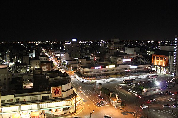 Downtown of Takaoka at night