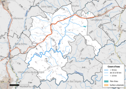 Mapa a color que muestra la red hidrográfica del municipio