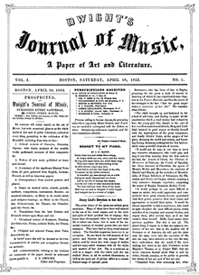 Titelseite der ersten Ausgabe des Dwight’s Journal of Music