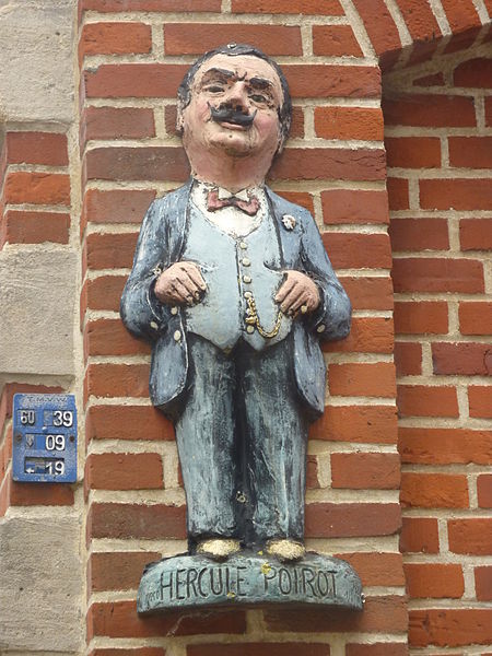 A statuette of Hercule Poirot in Ellezelles, Belgium
