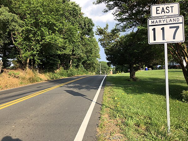 View east along MD 117 in Blocktown