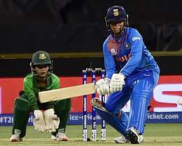 Ghosh batting for India during the 2020 ICC Women's T20 World Cup