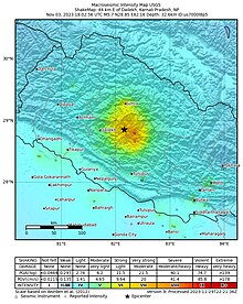 2023-11-03 Nepal M5.7 earthquake shakemap (USGS).jpg