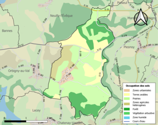 Carte en couleurs présentant l'occupation des sols.