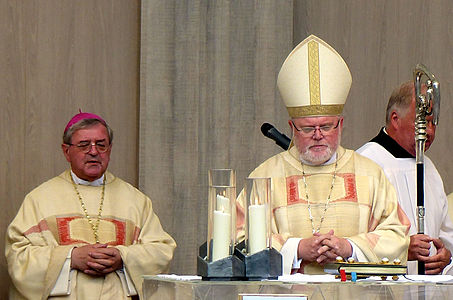 Mit Erzbischof Reinhard Kardinal Marx während der Aachener Heiligtumsfahrt 2014.