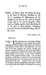 Миниатюра для Файл:A Letter from the Prince de Croy to the Earl of Morton, President of the R. S. Containing the Observations of the Eclipses of the Sun of the 16th of August 1765, and of the 5th of August 1766 (IA jstor-105504).pdf