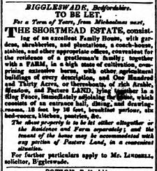 Rental Notice for Shortmead in 1830. Ad for Shortmead 1830.jpg
