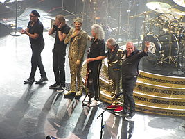 L-R: Queen + Adam Lambert concert at the TD Garden, Boston in July 2014