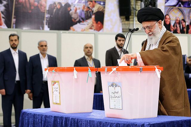 Ali Khamenei voting in the 2017 Presidential election