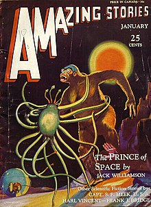 Williamson's novella "The Prince of Space" was cover-featured on the January 1931 Amazing Stories Amazing stories 193101.jpg