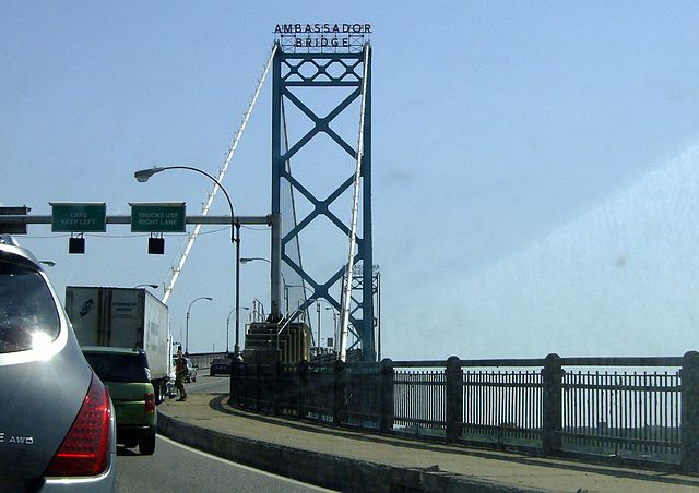 Crossing the Ambassador Bridge into Canada from the US