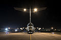 An RAF Chinook helicopter is loaded into a C-17 Globe master. MOD 45158746.jpg
