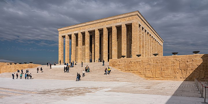 Anıtkabir is the mausoleum of Mustafa Kemal Atatürk, the leader of the Turkish War of Independence and the founder and the first President of Republic of Turkey. It attracts around 3.5 million tourists yearly.[1]