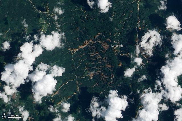 Intense rain triggered widespread landslides in southern Thailand during the last week of March 2011.