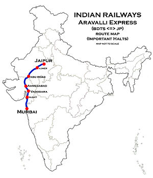 Aravali Express (Mumbai - Jaipur) Route map.jpg