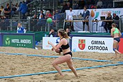 Deutsch: Beachhandball Europameisterschaften 2019 (Beach handball Euro); Tag 5: 6. Juli 2019 – Frauen, Platzierungsspiel für die Ränge 17–20, Nordmazedonien-Slowenien 0:2 (10:13, 9:15) English: Beach handball Euro; Day 5: 6 July 2019 – Placement Match/Cross Match for rank 17–20 Women – North Macedonia-Slovenia 0:2 (10:13, 9:15)